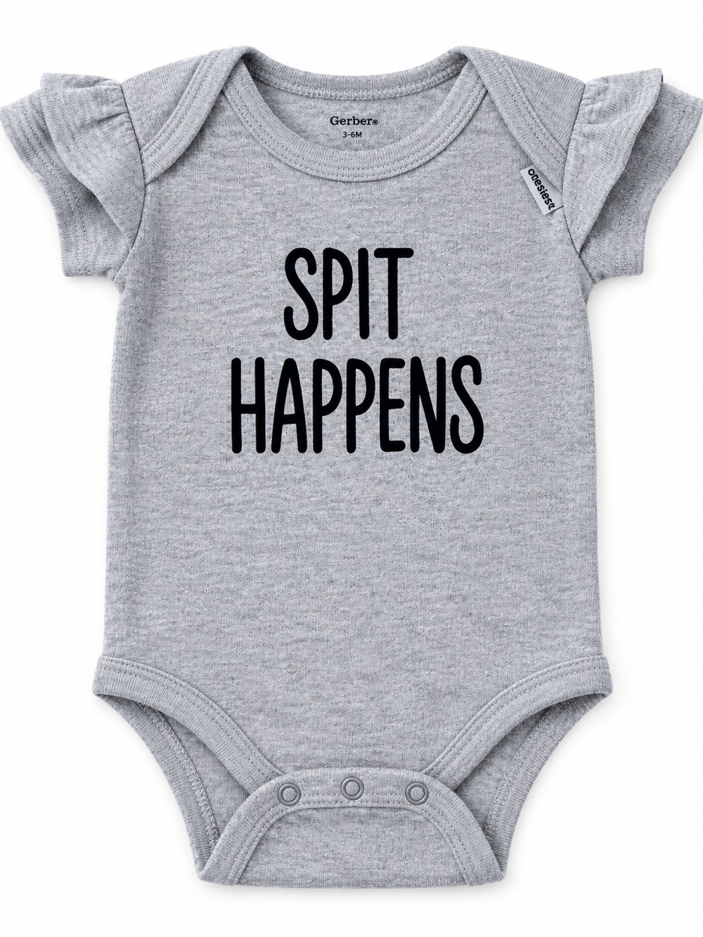Gerber Gray 'Spit Happens' Infant One-Piece Bodysuit